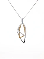 14K 2 Tone Gold 0.22cttw Diamond Pendant, 18"