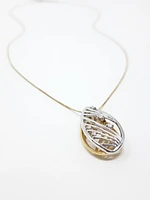 10K White & Yellow Gold 0.06cttw Diamond Pendant, 18"