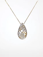 10K White & Yellow Gold 0.06cttw Diamond Pendant, 18"