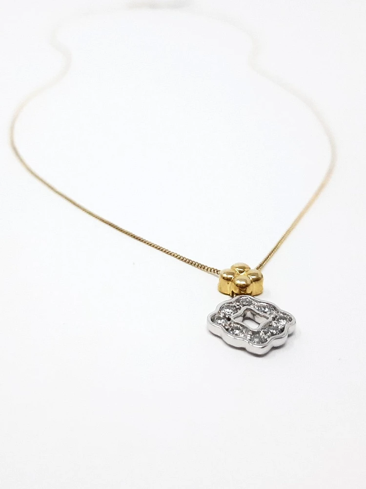 10K White & Yellow Gold 0.25cttw Diamond Pendant, 18"