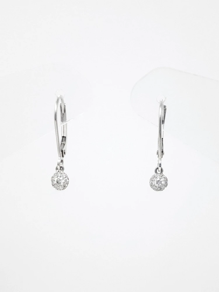 10K White Gold 0.13cttw Diamond Lever Back Earrings