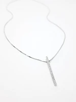 10K White Gold 0.10cttw Diamond Line Necklace, 18"