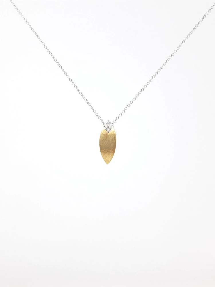 10K Two-Tone Reversible 0.06cttw Diamond Pendant, 18"