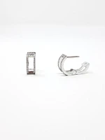 10K White Gold 0.20cttw Hoop Huggie Hinged Diamond Earrings
