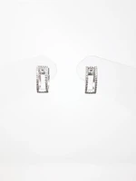 10K White Gold 0.20cttw Hoop Huggie Hinged Diamond Earrings