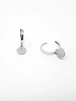 10K White Gold 0.30cttw Diamond Hoop Huggie Hinged Dangle Earrings