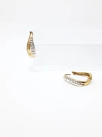 10K Yellow Gold 0.12cttw Diamond Hoop Huggie Hinged Earrings