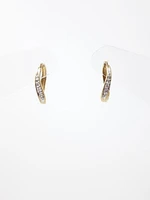 10K Yellow Gold 0.12cttw Diamond Hoop Huggie Hinged Earrings