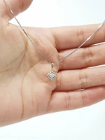 14K White & Rose Gold 0.30cttw Canadian Diamond Halo Necklace, 18"