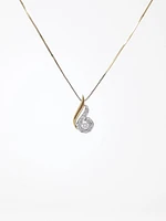 10K Yellow Gold 0.17ttw Canadian Diamond Halo Necklace, 18"