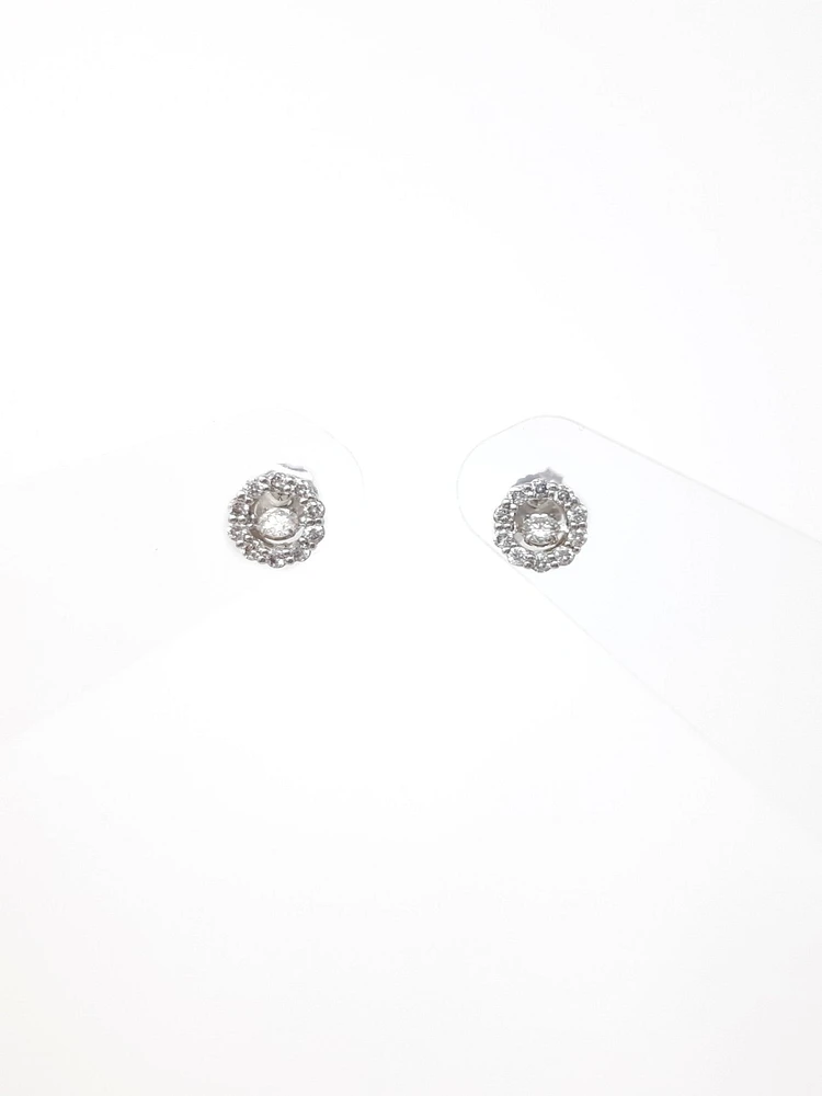 10K White Gold 0.50cttw Diamond Halo Pulse Earrings