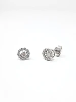 10K White Gold 0.50cttw Diamond Halo Pulse Earrings