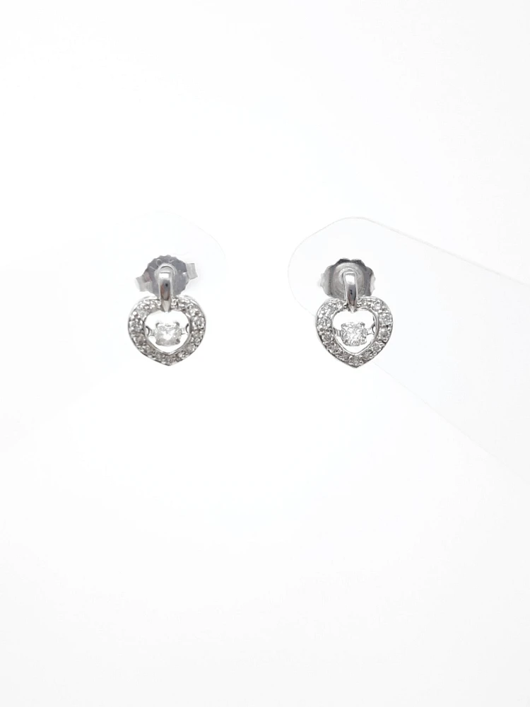 10K White Gold 0.35cttw Round Brilliant Cut Diamond Pulse Dangle Stud Earrings