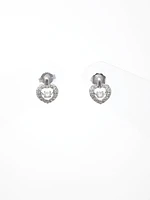 10K White Gold 0.35cttw Round Brilliant Cut Diamond Pulse Dangle Stud Earrings