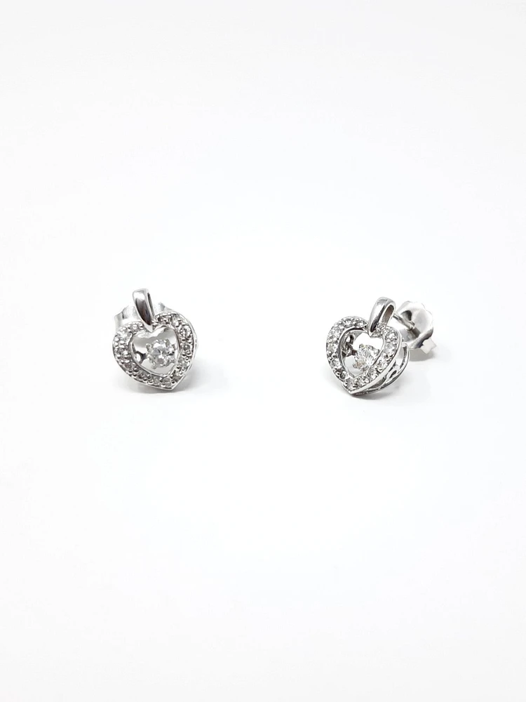 10K White Gold 0.35cttw Round Brilliant Cut Diamond Pulse Dangle Stud Earrings