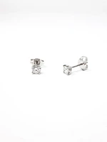14K White Gold 0.10cttw Round Cut Canadian Diamond Stud Earrings