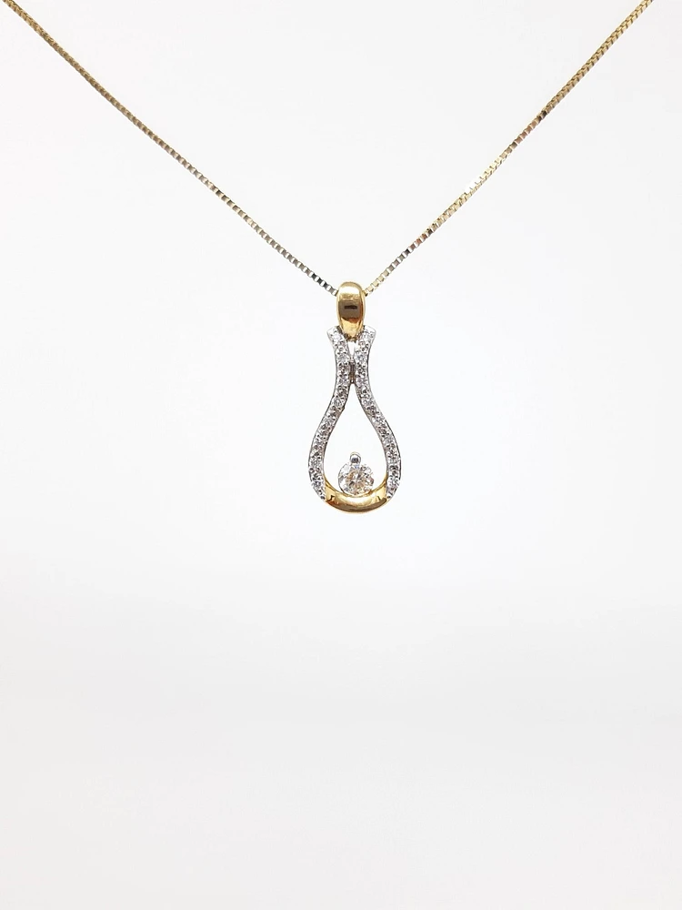 10K Yellow Gold 0.20cttw Canadian Diamond Pendant, 18"
