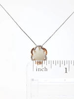 10K White & Rose Gold 2.00cttw Genuine Opal and 0.03cttw Diamond Pendant, 18"
