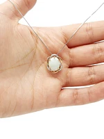 10K White & Rose Gold 2.00cttw Genuine Opal and 0.03cttw Diamond Pendant, 18"