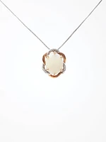 10K White & Rose Gold 2.00cttw Genuine Opal and 0.03cttw Diamond Pendant, 18"