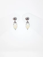 10K White Gold Opal and Diamond Earrings