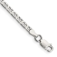 Sterling Silver 3mm Flat Anchor Chain Anklet, 16"