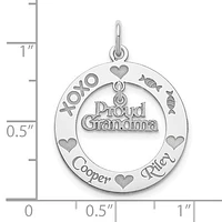 Sterling Silver Personalizable Proud Grandma Charm  (2 names only)
