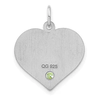 Sterling Silver/Rhodium-plated Personalized Heart with Crystal Birthstone Charm