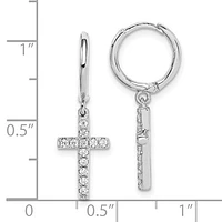 925 Sterling Silver Cubic Zirconia Cross Dangle Earrings