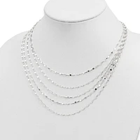 Sterling Silver 5 Strand Fancy Flat Link Necklace - 17"