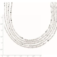 Sterling Silver 5 Strand Fancy Flat Link Necklace - 17"