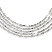 Sterling Silver 5 Strand Fancy Flat Link Necklace - 17"