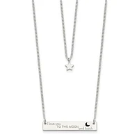 Sterling Silver Enameled I Love You To The Moon and Back 2-Strand Bar Necklace - 16"