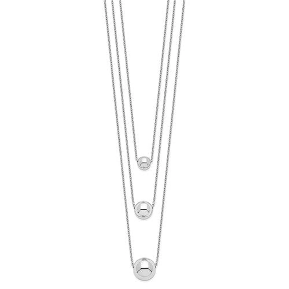 Sterling Silver Rhodium-plated 3-Strand with 2in ext. Polished Necklace - 16"