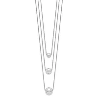 Sterling Silver Rhodium-plated 3-Strand with 2in ext. Polished Necklace - 16"