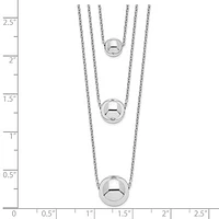 Sterling Silver Rhodium-plated 3-Strand with 2in ext. Polished Necklace - 16"