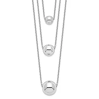 Sterling Silver Rhodium-plated 3-Strand with 2in ext. Polished Necklace - 16"