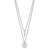 Sterling Silver 2-Strand Hammered Circle and Bar Necklace - 16"