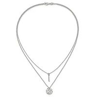Sterling Silver 2-Strand Hammered Circle and Bar Necklace - 16"