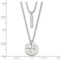 Sterling Silver 2-Strand Hammered Circle and Bar Necklace - 16"