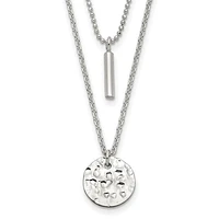 Sterling Silver 2-Strand Hammered Circle and Bar Necklace - 16"