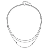 Sterling Silver Rhodium-plated Love Knot Multi-Strand with 2in ext Necklace - 18"
