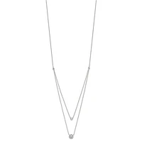 Sterling Silver CZ 2-Strand with 1.75in ext. Necklace - 16-17.75"