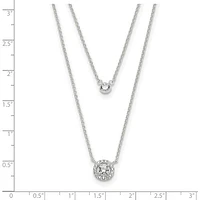 Sterling Silver CZ 2-Strand with 1.75in ext. Necklace - 16-17.75"
