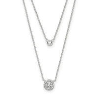 Sterling Silver CZ 2-Strand with 1.75in ext. Necklace - 16-17.75"