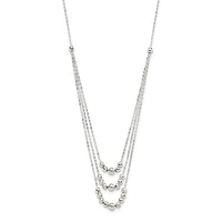 Sterling Silver Polished 3-Strand Beaded Necklace - 16"