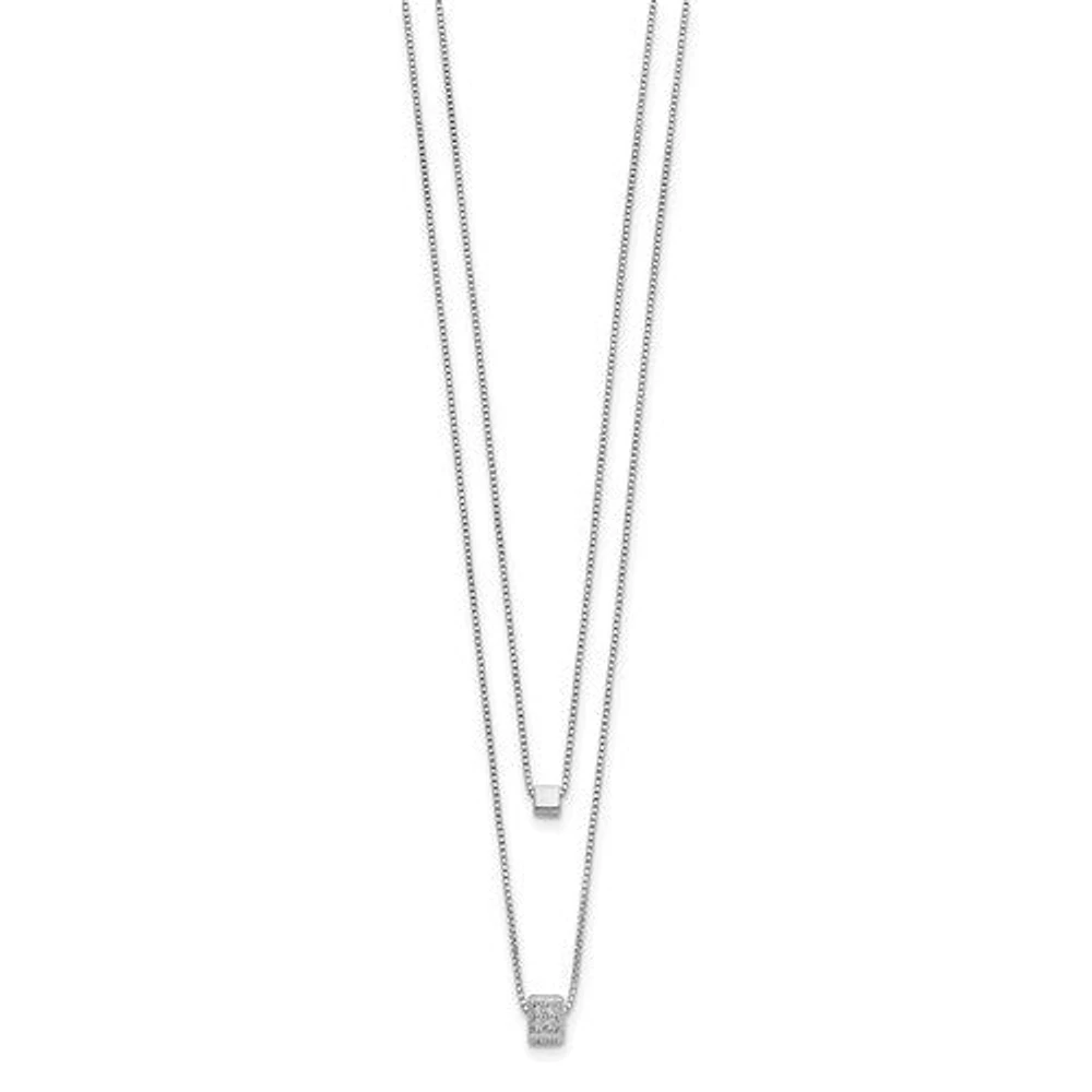Sterling Silver CZ Multi-strand with 2in Necklace - 16-18"