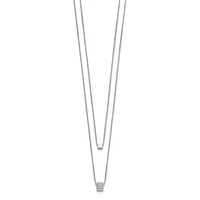 Sterling Silver CZ Multi-strand with 2in Necklace - 16-18"