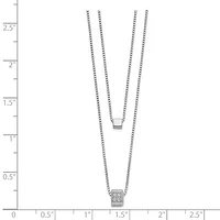 Sterling Silver CZ Multi-strand with 2in Necklace - 16-18"