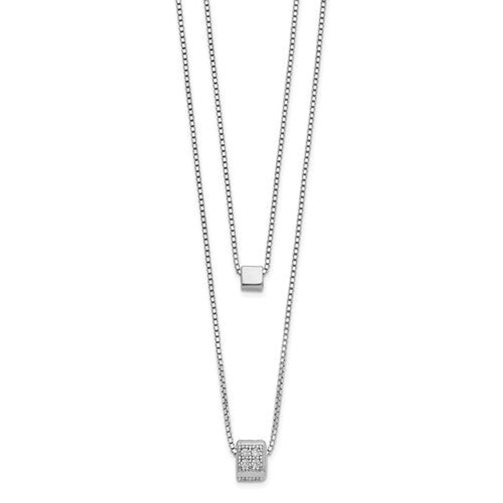 Sterling Silver CZ Multi-strand with 2in Necklace - 16-18"